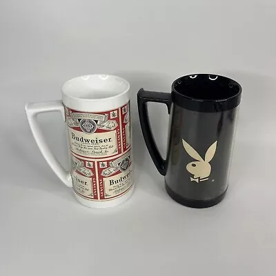 Original Vintage PLAYBOY BUNNY And BUDWEISER Plastic Mug THERMO-SERV Westbend • $21.99