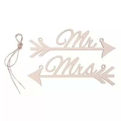 £4.55 • Buy 1Pair Mr & Mrs Arrow Signs Wedding Party Chair Decor Rustic Wood Wedding Deco