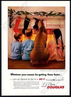 1955 Great Dane & Kids Waiting For Santa Douglas DC7 Xmas Vintage Print Ad • $9.99