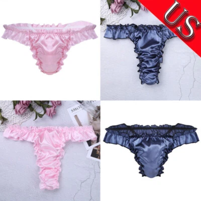 $7.35 • Buy US Men's Underwear Sissy Ruffle Thong Pouch Panties Crossdress Lingerie Briefs