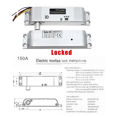 Electric Door Lock Magnetic Induction Access Drop Bolt Control Security Entry US • $30.99