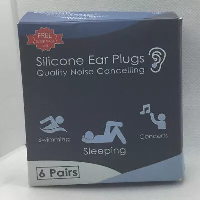 6 Pairs Soft Moldable Silicone Ear Plugs In Travel Storage Boxes 27dB Blue New • $9.99