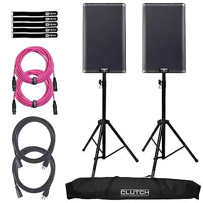 QSC K10.2 K2 Series 10  Powered Active DJ PA Speakers W Stands & Pink XLR Cables • $1568.40