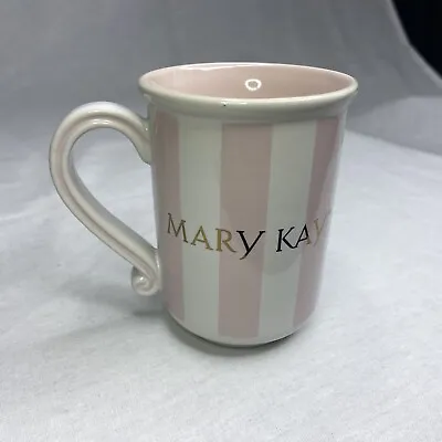 Mary Kay Collectible Pink & White Striped Mug W/ Gold Lettering • $14.85