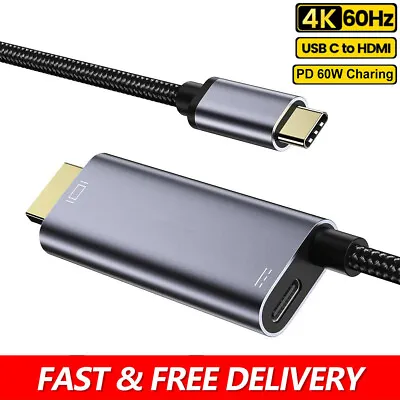 USB3.1 Type C To HDMI Cable Adapter 4K 60Hz With 60W PD Charging For Macbook Pro • $9.99