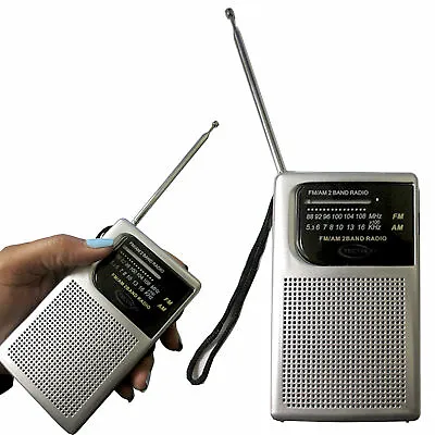 AM FM Portable Pocket Radio Battery Operated Mini Radio Antenna Receiver Speaker • $15.16