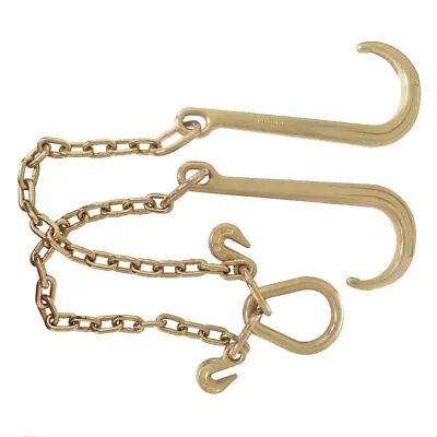 Flatbed Truck Rollback Wrecker Carrier 5/16  X 2' G70 Tow Chain J-Hooks V-Chain • $48.50