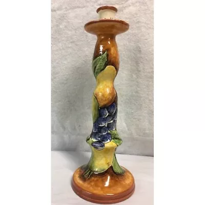 Tall Mexico Candlestick Holder Ceramic Vintage Hand Painted Signed Gift • $22.99
