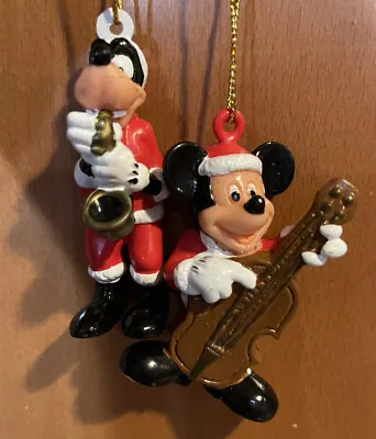 Set Of 2 Walt Disney Co Ornaments Mickey Mouse W/ Cello & Goofy W/ Saxaphone. • $14.99