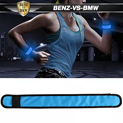 LED Slap Armband Lights Glow Band Strap For Running Cycling Jogging 35cm Blue • $0.99