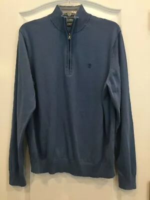 IZOD Mens Pullover Sweater Size Large Blue Zips At Neck High Collar 218 • $17.99