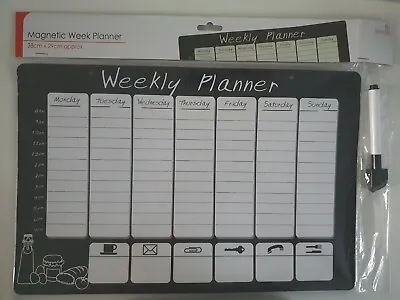 Magnetic Weekly Planner Organiser Calendar Memo Board Reusable Wipeable Fridge • £5.99
