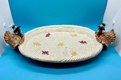 Fitz & Floyd Pilgrims Progress Thanksgiving Oval Serving Tray 14-5/8  – RARE! • $149.95