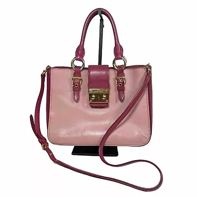 MIU MIIU Madras Leather 2 Way Handbag Tote Bag Shoulder Pink Archive Vintage • $129