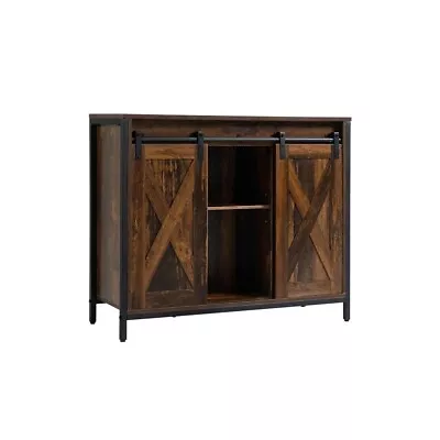 Industrial Buffet Cabinet Sideboard Coffee Bar Table With Sliding Barn Doors • $134.45