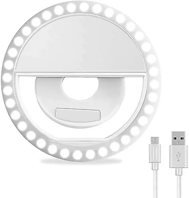 Rechargeable Selfie LED Light Ring Flash Clip Camera For IPhone Samsung Tablets • £4.98