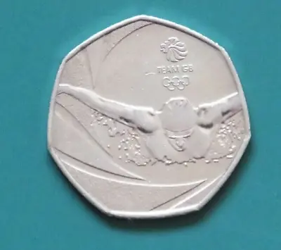 50 PENCE 50p COIN TEAM GB OLYMPIC SWIMMING 2016 -  UK COIN HUNT • £1.50
