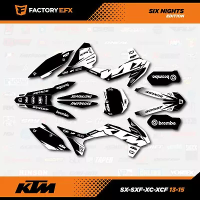 White Racing Graphics Kit Fits KTM 13-15 SX SXF XC XCF 125 150 250 300 450 6N • $74.99