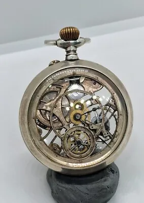 Rare Antique Squelette Depose Silver Pocket Watch • $325.84