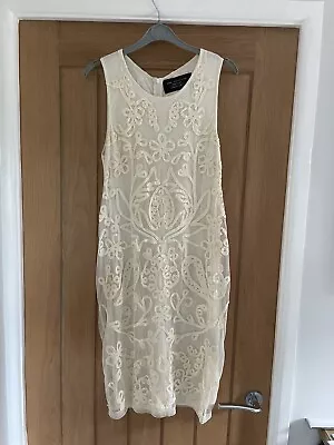 £8.50 • Buy Ladies Zara Cream Lace Sleeveless Stretchy Dress Size Medium