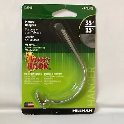 Hillman 121049  Monkey Hook Picture Hanger Zinc 35 Lbs. Capacity 4 Pcs • $3