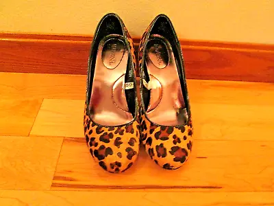 Brand New Merona Leopard Print High Heel Shoes Leather Uppers In Size 6m • $25