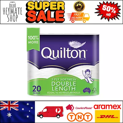 20 Rolls Toilet Paper Deluxe Quilton 3 Ply Double Length Large Roll Tissue Bulk • $36.08