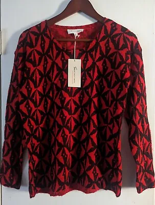 Two By Vince Camuto Blouse Red And Black Graphic Print Knit Long Sleeve  Size XL • $23