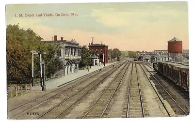 De Soto MO Missouri 1910 Postcard I.M. Railroad Depot And Railroad Yards • $8.99