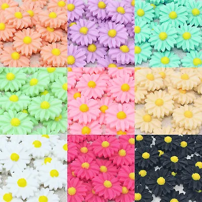 20x Daisy 22mm Shabby Chic Resin Flatbacks Craft Embellishments - 10 Colours • £4.39