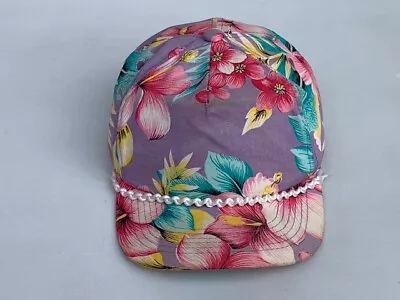 Vintage 1980s WILD FLORAL Pattern Adjustable Snap Back Mens Golf Hat ORIGINAL • $35