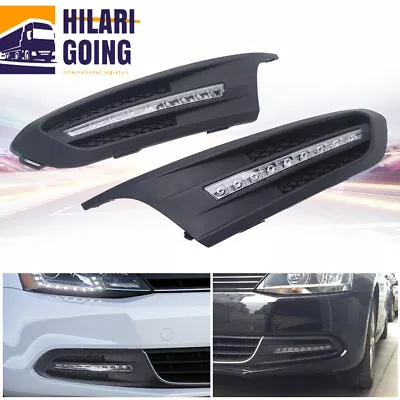 Pair LED DRL Front Bumper Fog Lamps For 2011 2012 2013 2014 VW Jetta Sagitar MK6 • $47.50