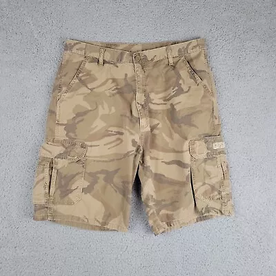 Wrangler Shorts Men's 36 Camo Cargo Pockets Tan Military Gorpcore Utility Long • $9.60