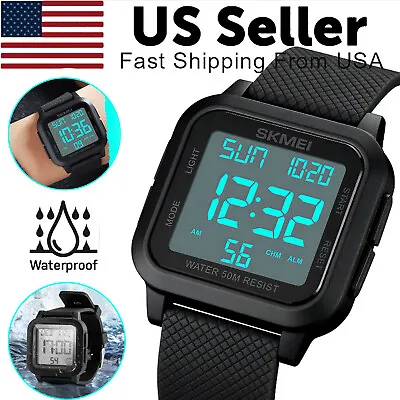 Men's Military Sports Watch LED Screen Waterproof Wristwatch Large Digital Face • $10.72