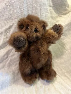 Real Mink Fur Teddy Bear Jointed 11” Tall Sit To Stand Suede Paws Intact Fur EUC • $54.99