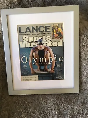 Sports Illustrated Olympic Preview Signed  Michael Phelps Mat Framed 12x14 COA • $349.99