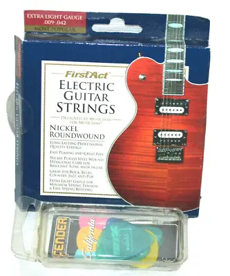 $25 • Buy New First Act Electric Guitar Strings + California Clears Eight Fender Picks