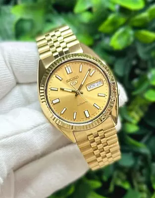 Seiko SNXS80 Datejust Gold With Sapphire Crystal Fluted Bezel Solid Bracelet • $399