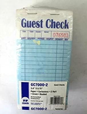 Pack Of 10 Guest Check Book GC7000-2 Carbonless Duplicate 2 Part 3.4  X 6.75  • $22.99