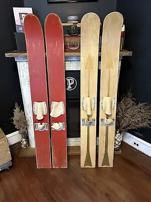 Vintage J. C. Higgins Wooden Water Skis For Lake Ocean Bay Etc Red & Cream  • $200