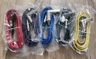 5 Pack 6ft Right Angle Female XLR To 1/4  TRS Cable 5 Colors Cord Snake Adapter • $27.95