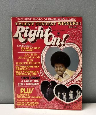 Right On Magazine February 1973 Valentines Jackson 5 Michael Jackson The Sylvers • $229.99