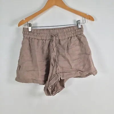 $19.95 • Buy Oysho Womens Shorts Size M Linen Taupe Brown Stretch Solid 037387