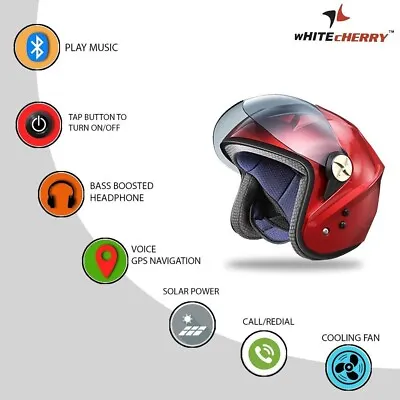 Half Face Motorcycle Helmet-Andriod Bluetooth Calls Music GPS With Cooling Fan • $138