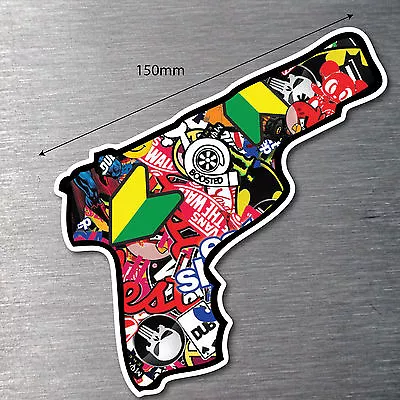 JDM Sticker Bomb Pistol Sticker  Quality 7 Year Vinyl Car Jdm Drift Shift Gun • $6.99