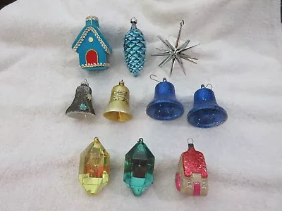 VINTAGE Mixed Lot Of 10 Christmas Glass Plastic Ornaments SHINY BRITE Mercury #3 • $25.95