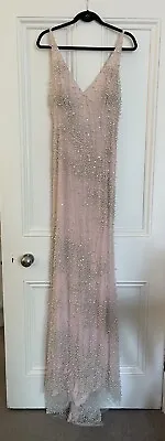 Naeem Khan Evening Gown Pink Fully Embroidered US10 • $1010.36