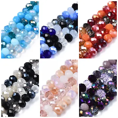 Faceted Crystal Rondelle Beads 6 X 5mm 90-92 Beads Per Strand BUY 3 GET 1 FREE! • £2.95
