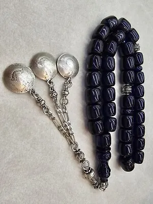 Islamic Misky Sandalous Masbaha Tasbeeh 12 Mm Bead Size Silver Plated Tassel • $80