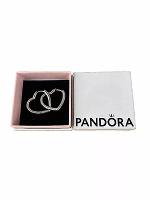 Pandora ALE 925 Silver Moments Heart Hoop Earrings • £19.99
